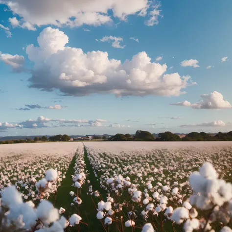 Students are on holiday, books are flying, white clouds and blue sky, cotton fields are panoramic --auto --s2