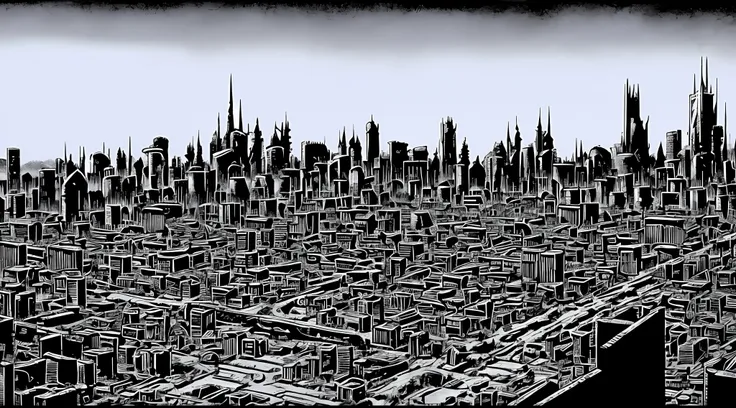 pboldrifrpgstyle a warhammer 40k cityscape, hive city