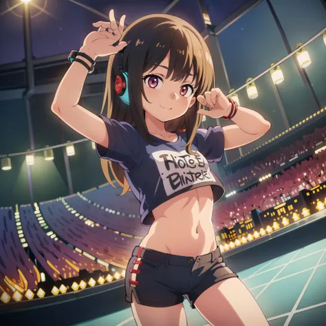 Mina Mongoose, (best quality, insanely detailed illustration:1.2), masterpiece, child, kid, epic realistic, hyperdetailed, intricate details, (hdr:1.25), (intricate details:1.14), (hyperrealistic 3d render:1.16), (filmic:0.55), , dynamic pose, headset micr...