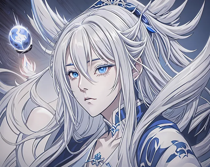 anime - style image of a woman with white hair and blue eyes, onmyoji portrait, white haired deity, heise jinyao, from bravely default ii, keqing from genshin impact, official art, onmyoji, made with anime painter studio, anime character, official characte...