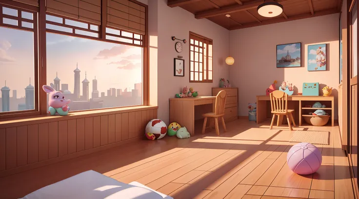 Pixar style:1.1), intimate, living room, kids, 3d artwork, dining room, blender, OC renderer, dribbling high detail 8k, studio lighting --v 6
