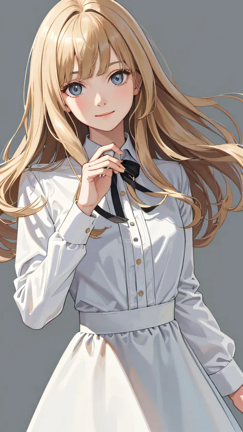 (masterpiece:1.1), (best quality), (ultra detailed),(disheveled hair),(illustration), (1girl), realistic, adult, standing, portrait view, looking at viewer, close up, happy, (interview), (simple background),beautiful detailed eyes, delicate beautiful face,...
