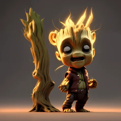 1 cbzbb style baby groot laughing, detailed face, detailed smile