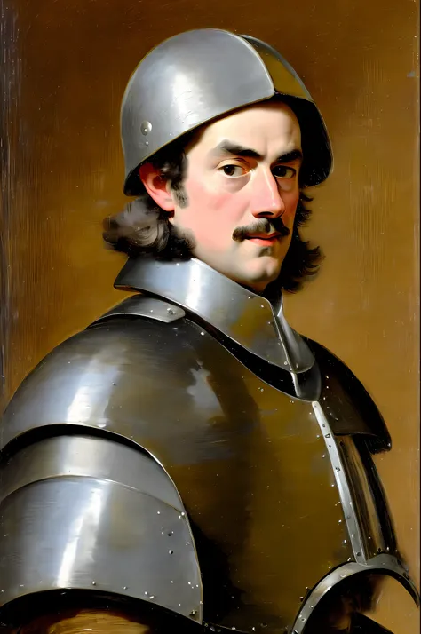 by govert flinck, portrait of 17th century english male aristocrat wearing black cuirassier armour, posing, high resolution, mas...