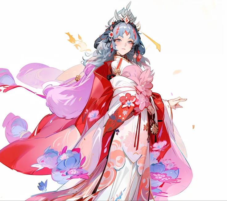 a woman in a kimono dress with a fan and a fan, onmyoji, ((a beautiful fantasy empress)), ((wearing aristocrat robe)), onmyoji d...