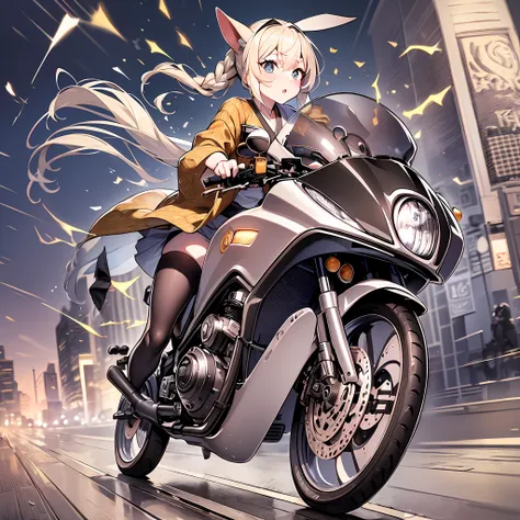 a (speeding) motorcycle the city at high speed,(slow motion:1.3)in,(motion blur:1.3),(speed lines:1.4),sense of speed, complex a...