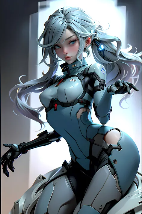 a masterpiece, Bestquality, ULTRA DETAILED, Wheels within wheels, Extremely Detailed, highresolution, lifelike, high-definition, 8K, 1man, Humanoid robot, Dynamic pose, Extremely delicate mech, Glowing dark red LED part, s whole body, High-tech background,...