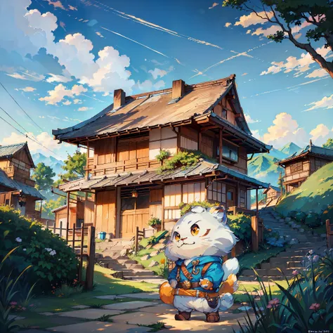 ((Top Quality, 8k, Masterpiece: 1.3)), cute cat, ((Fighting pose: 1.4)), (( white and orange: 1.3)), Samurai Cat: 1.3