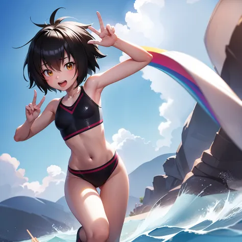 "best quality, high resolution, peniparker in a small bikini, at the beach, bright sunlight"