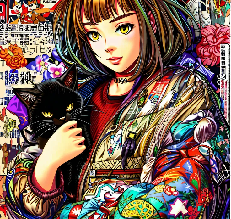 anime girl with a cat in her arms, estilo anime 4k, arte digital estilo anime, arte digital estilo anime, anime style illustrati...