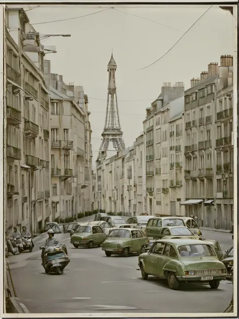 scenery of paris in the 1970s, vintage photo