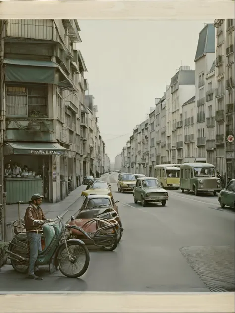 scenery of paris in the 1970s, vintage photo