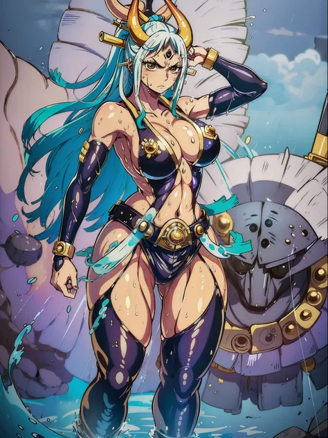 ((full body):1.5) {yamato}, only {yamato} is this ((wearing black Kamen Rider costume with gold parts, with a round shiny jewel on her chest, with a belt, helmet on her head):1.3) ((extremely tight in the body, with a round jewel on the chest):1.3), only {...