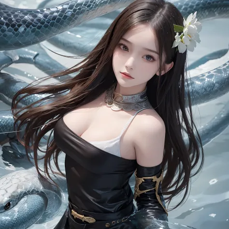 (Ultra Realistic), (Illustration), (Increased Resolution), (8K), (Extremely Detailed), (Best Illustration), (Beautiful and Detailed Eyes), (Best Quality), (Ultra Detailed), (Masterpiece ), ( wallpaper), (detailed face), solo, 1 girl, looking at viewer, Her...