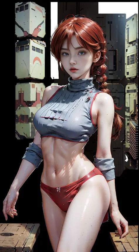 Ranma-chan, single ginger braid RAW, Masterpiece, Ultra Fine Photo,, Best Quality, Ultra High Resolution, Photorealistic, Sunlight, Full Body Portrait, Stunningly Beautiful,, Dynamic Poses, Delicate Face, Vibrant Eyes, (Side View) , she is wearing a futuri...