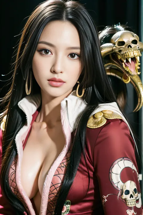 (((masterpiece+best quality+high resolution+ultra-detailed))), boa hancock, long silky black hair, high nose, sharp eyes, noble ...