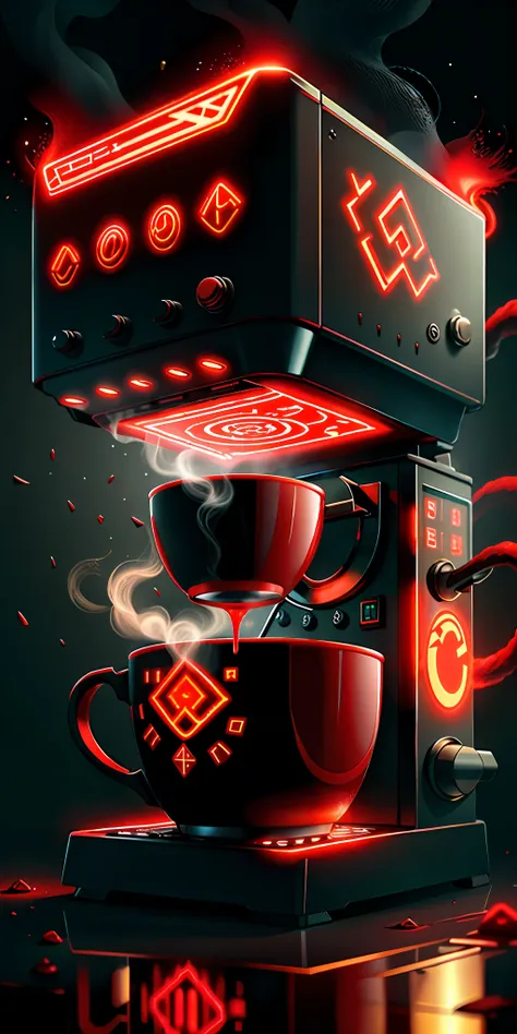 GlowingRunesAIV2_red coffee machine