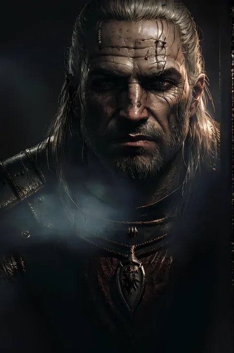 the witcher 3, gerald portrait (closeup) of rivia, realistically, dynamic lights, old, full footage, (extremely detailed 8k wall...