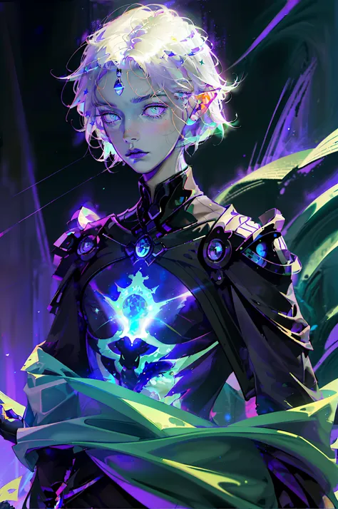 masterpiece, high resolution, high quality, intrincated details, a male elf, magic particles, night landscape, wearing black shi...