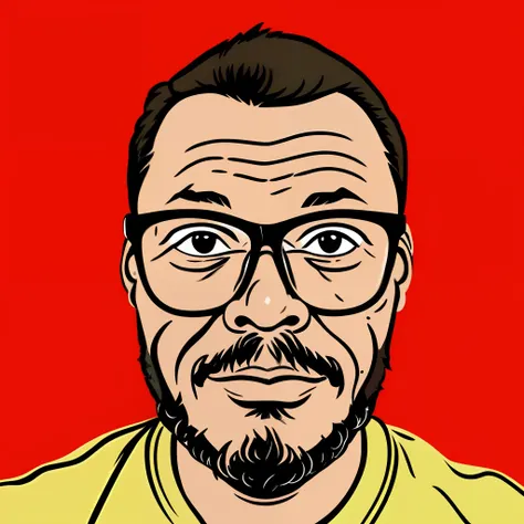 guttonerdvision4, portrait of a man wearing glasses, detailed skin, vector, splash background ink