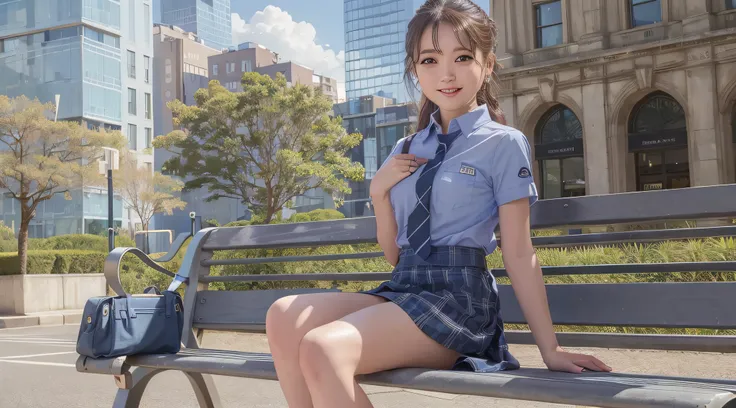 very smile,(best quality),(masterpiece),(super detail),(hi-res),(8k portrait),production art,full body,park bench,sitting,hands ...