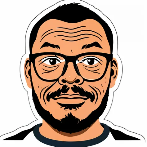 guttonerdvision4, portrait of a man wearing glasses, vector, sticker style