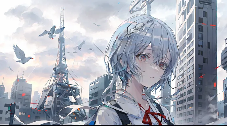 best quality,highly detailed,masterpiece,ultra-detailed,solo,1girl,(white background:1.5),(delicate eyes),ayanami_rei,building, ...