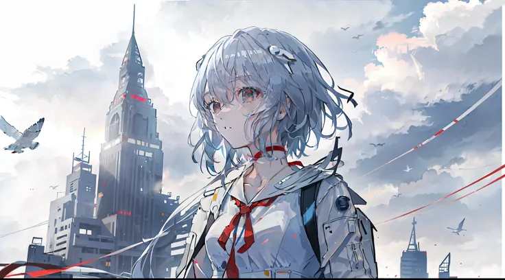 best quality,highly detailed,masterpiece,ultra-detailed,solo,1girl,(white background:1.5),(delicate eyes),ayanami_rei,building, ...