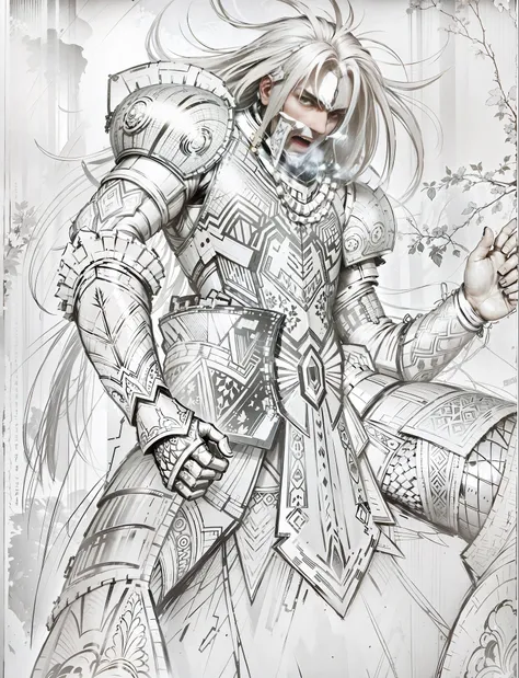 A man in armor, shouting gorgeous patterned armor, helmet in right hand, 8K, realism, correct anatomy, perfect limbs, perfect fingers, background blur, soft light