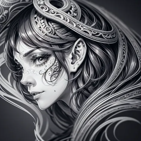white and black, art coloring page,drawings for adults to paint, men print, highly detailed illustration, line art illustration, very detailed face and ears, intricate detailed illustration, detailed line art, highly detailed portrait, line art coloring pa...
