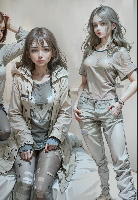 High quality, two girls, in-room, 8K, realism, coloring, correct anatomy, perfect limbs, perfect fingers, background blur, ray tracing