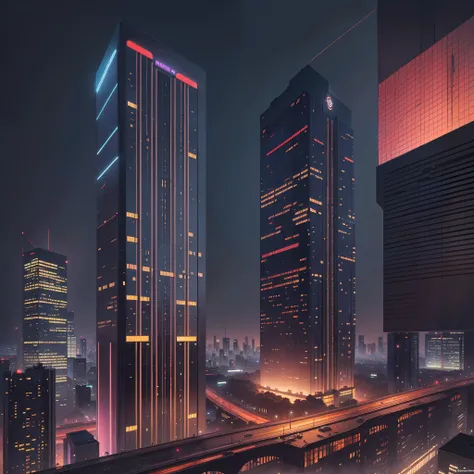 Generate 8K renderings, the best quality, super high-rise buildings, architectural rendering, full view, two buildings, one high and one low, connected by corridors in the middle, realistic night scene, next to the railway, --auto --s2