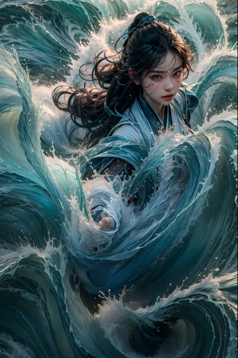 Best quality,masterpiece,ultra high res,1girl,beautiful_face,detailed skin, yushui,water,waves,.