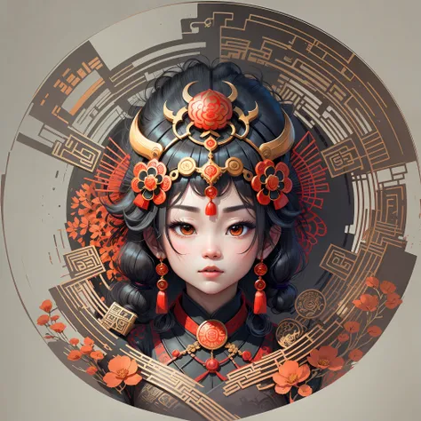 Draw some AI style with some heads of ancient Chinese elements
