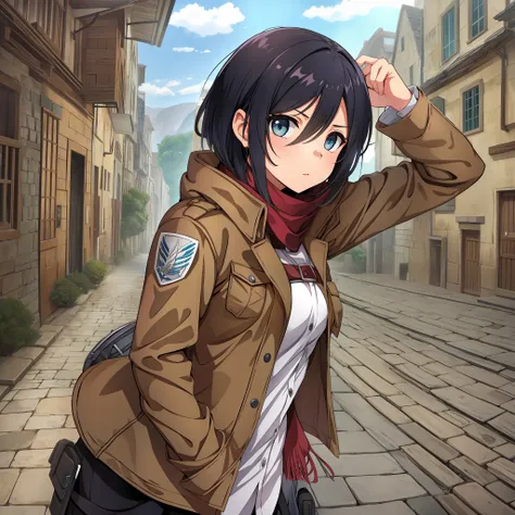 girl, meme reaction style, mikasa ackerman