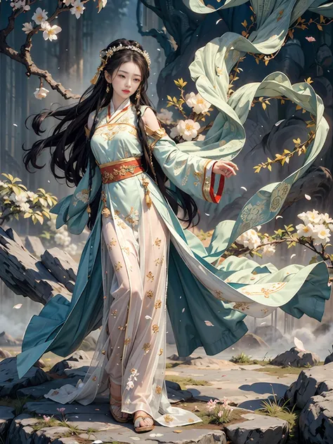 masterpiece,best quality,ancient
art,official art,aesthetic,
1girl, (full body: 1.2),solo, hanfu, dynamic posture,see through cl...