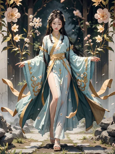 masterpiece,best quality,ancient
art,official art,aesthetic,
1girl, (full body: 1.2),solo, hanfu, dynamic posture,see through cl...