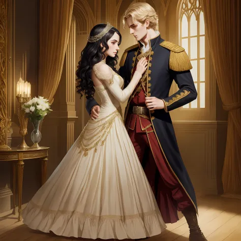 there is a man and woman dressed in formal clothing standing together, edmund blair and charlie bowater, charlie bowater and tom bagshaw, charlie bowater and artgeem, style of charlie bowater, in style of charlie bowater, charlie bowater and mark brooks, r...