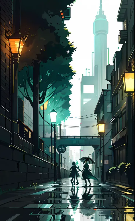 On a futuristic night, after a heavy rain, a street glows under the neon light that reflects in the puddles. The urban setting gains a mysterious and charming touch, with tall, modern buildings that stand as pillars of a new era.
The raindrops continue to...