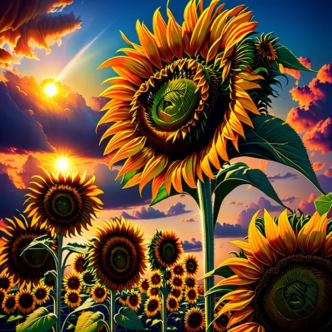 (((whirlwind harvesting thousands of sunflowers))), jeff smith concept art, grotesque, ful body shot, cinematic lighting, high r...