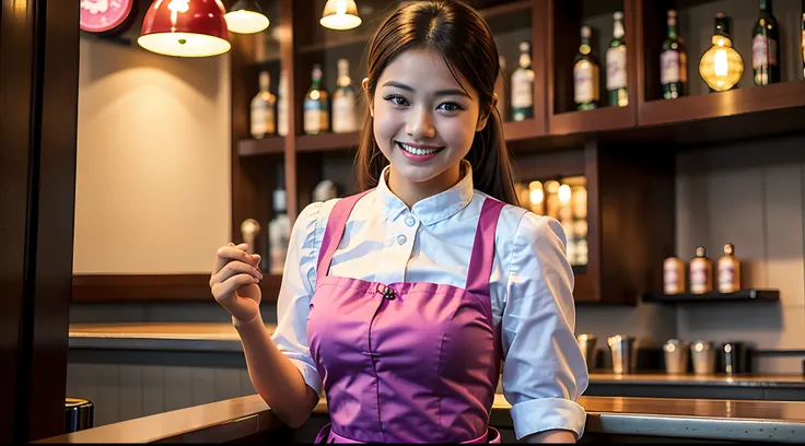 through high_quality,maximum quality,masterpiece,1girl(Rose),waitress,Looking at Viewer, (smile、:1.1),