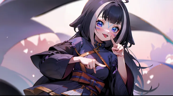 shylily, finger v pose, tongue out to the left, front, idol clothes