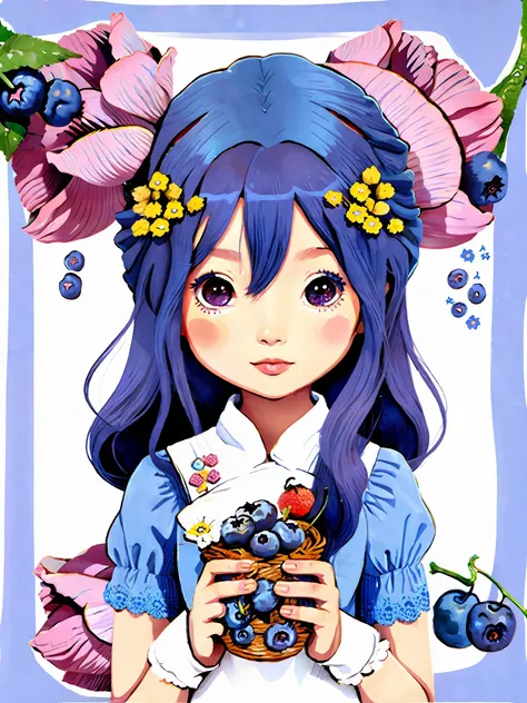 (((blueberry character)))), (chibi)))), ((super detailed)), (illustration), ((very delicate and beautiful)), floating, (beautifu...