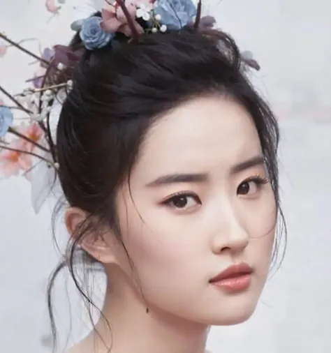 arafed woman with a flower in her hair and a white dress, inspired by chen yifei, ruan jia beautiful!, dilraba dilmurat, inspire...