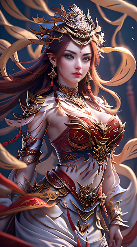Best quality,masterpiece,ultra-detailed high res,(photorealistic:1.4),raw photo,,illustration, wanjian, multiple weapon (glowing weapon)
1 girls dancing,(solo:1.2),(cowboy shot:1.2),(hair crown:1.2),Traditional chinese dunhuang style clothes,Strapless,(red...
