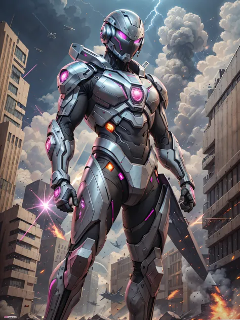 8K, Best Quality, Masterpiece, Ultra High Resolution, (Realism: 1.4),
Men, in futuristic clothes,
High-tech combat suit, cold face, (pink pupils), ((pink crystal eyes)), red laser beam, full-body, coquettish, macho,
holding holographic projection shield, ...