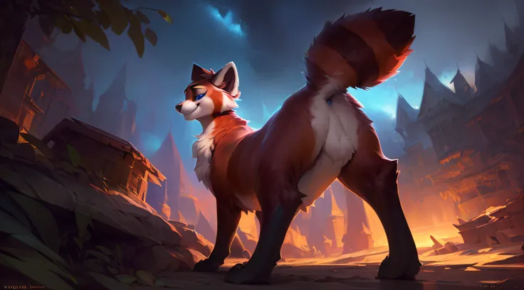 uploaded the e621, by Pixelsketcher, by Bayard Wu, by Thomas Benjamin Kennington , by Einshelm, solo (((wild))), red panda ((taur)) with (fluffy tail) and ((light navy blue eyes)), male, male, ((only)) male, ((male only)), ((voluminous chest)), ((fluffy ne...