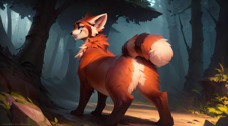 uploaded the e621, by Pixelsketcher, by Bayard Wu, by Thomas Benjamin Kennington , by Einshelm, solo (((wild))), red panda ((taur)) with (fluffy tail) and ((light navy blue eyes)), male, male, ((only)) male, ((male only)), ((voluminous chest)), ((fluffy ne...