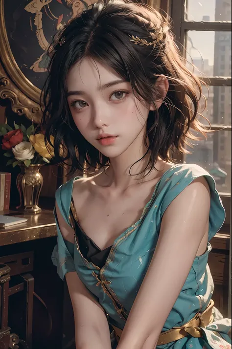 (RAW photos, top quality), (realistic, photorealistic: 1.3), highest quality, high definition, masterpiece, super detail, illustration, 1girl, upper_body, dynamic angle, world masterpiece theater, messy_long_hair, top quality, highly detailed CG Unity 8k w...
