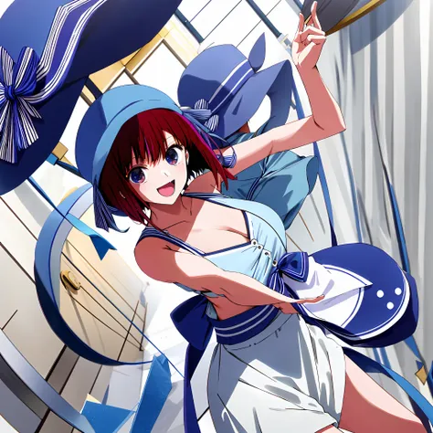 Dancing, having fun, little blue floppy hat, highest quality